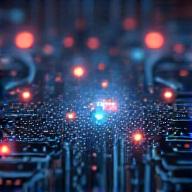 An abstract visualization of a neural network with glowing nodes.