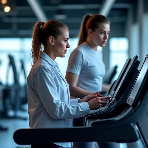 A Nezumi Pace sports scientist working with a professional runner on a treadmill.